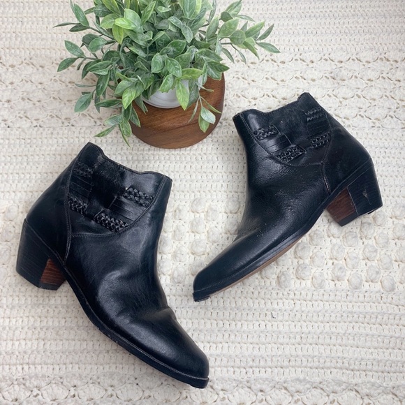 THE WILD PAIR VINTAGE Women's Western Cowgirl Leather Heeled Boots Black 9.5 - Picture 15 of 16